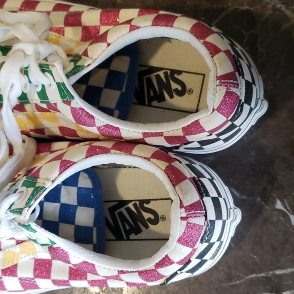 Worn once Vans‎ Glitter Check Old Skool sneakers size 6.5. - Picture 4 of 8